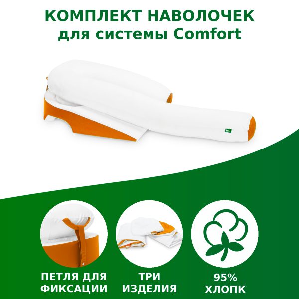 Комплект наволочек VITADREAM Comfort из 3 изделий белый с оранжевым