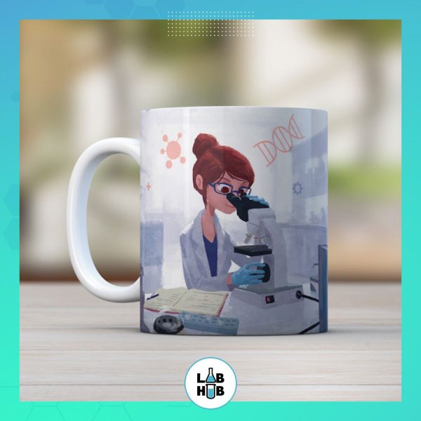 Кружка «Девушка с микроскопом»